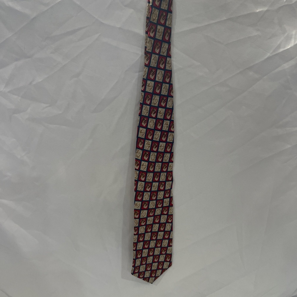 Men's tie 58" Red Multicolor Cocktail Collection 100% Imported Silk 25
